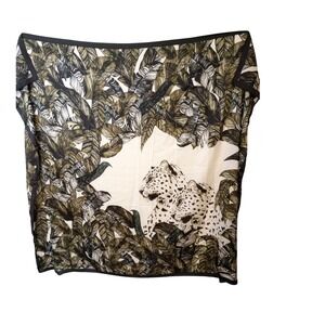 Luxury Silk Scarf Women Leopard Jungle Print Fashion Accessory Square Animal